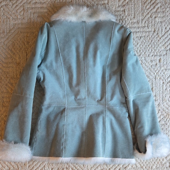Wilsons Leather Light Blue Jacket with White Fur Lining Small - Picture 4 of 6